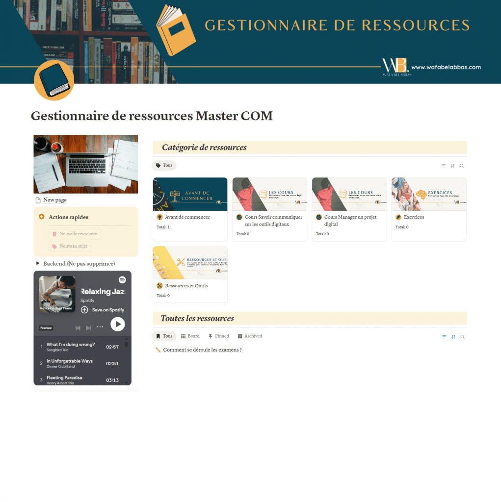 Gestion des ressources avec Notion